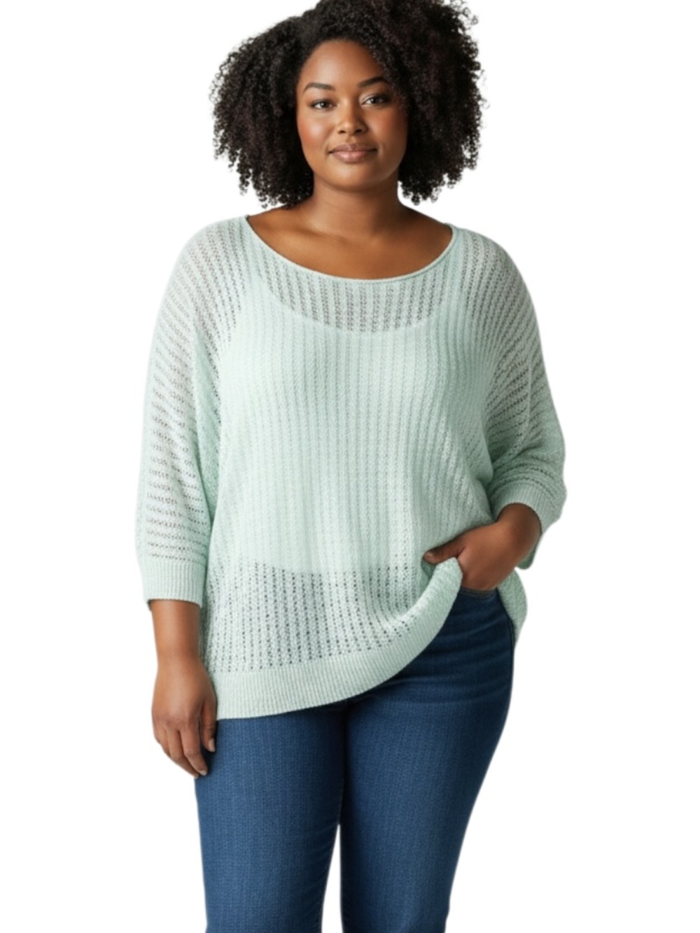 Old Navy Mint Open-Knit Scoop Neck Sweater